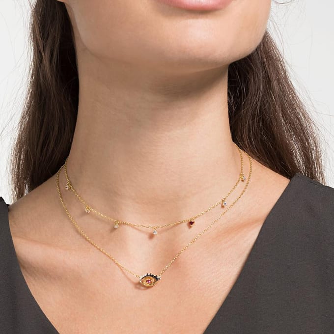 Collier Double Couche Œil Maléfique Swarovski Femme collier 5483979 Box (Random Color) beige