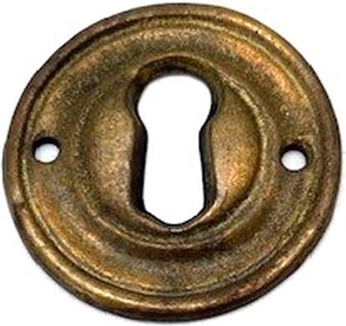 Sleutelplaatje Messing antiek rond 34mm