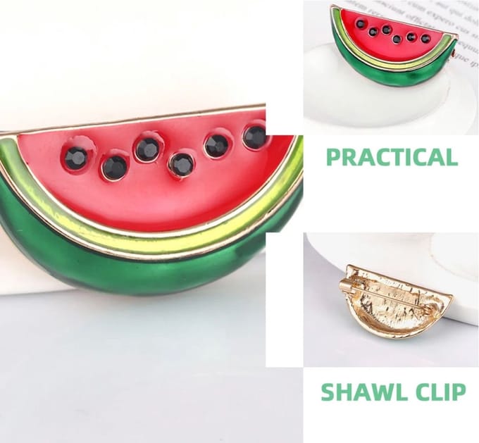 Akyol - Watermeloen Meloen Emaille Pin 2.8 cm / 2.3 cm / Rood Wit Groen - broche