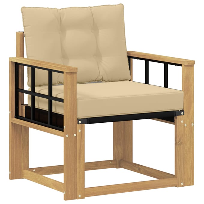vidaXL - Buitensofa - Massief - Acaciahout - en - Textilene - Wit