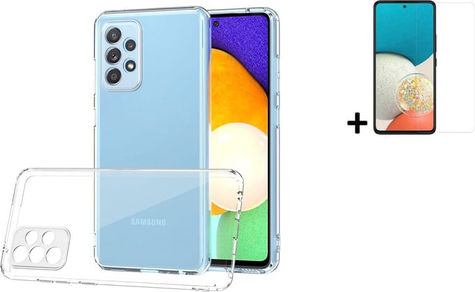 Geschikt voor Samsung Galaxy A73 5G Hoesje - A73 5G Screenprotector - A73 5G Hoesje Transparant Siliconen Case + Screenprotector