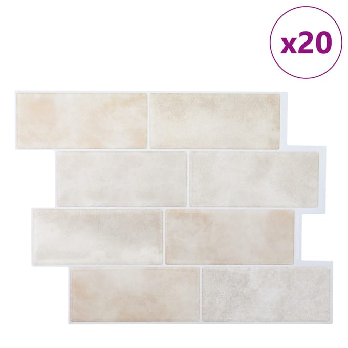 vidaXL - Subway - tegel - 20 - st - Beige - marmer - 29 - x - 21 - cm - Polyurethaan - en - PET