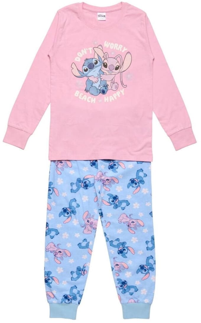 Lilo & Stitch Pyjama - Maat 98/104 - Katoen - Roze - Blauw - Kind