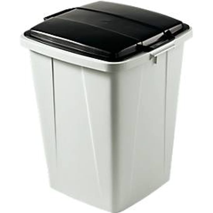 Afvalverzamelbak voor recycleerbaar afval, 90 l, met deksel, zwart