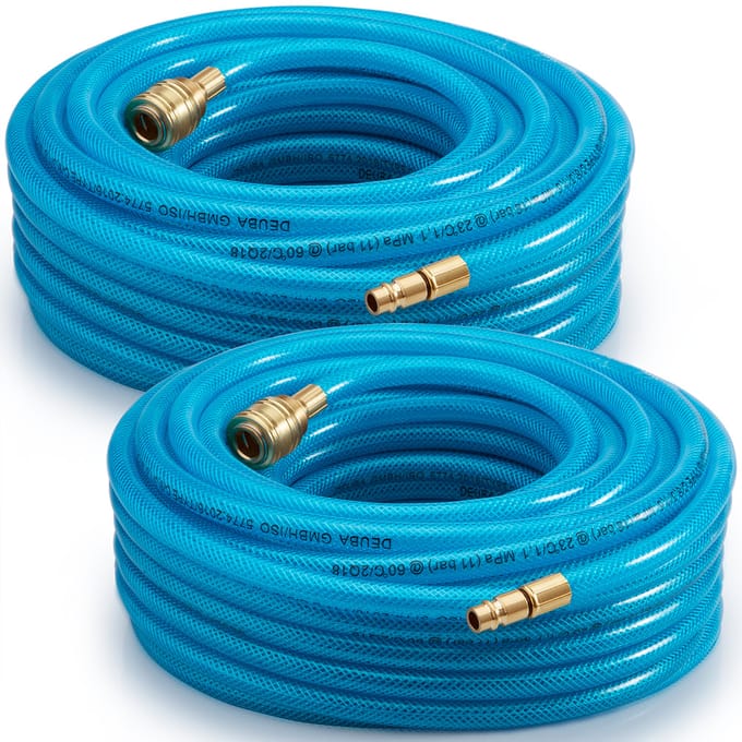 2x Deuba Persluchtslang 15m 15bar – Snelkoppeling 1/4-Aansluiting - Pvc