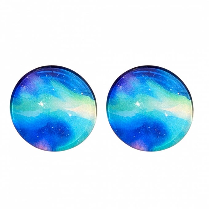 Clip oorbellen Noordzee 2 cm blauw