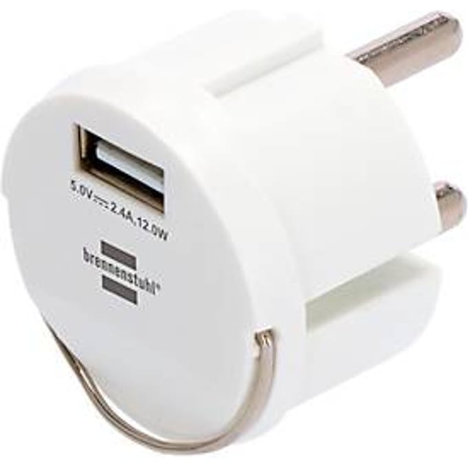Brennenstuhl USB wandcontactdoosadapter, compact ontwerp, USB-A aansluitingen, IP44 standaard, wit