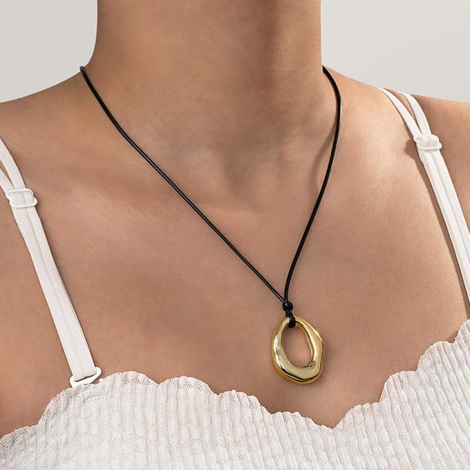 1 Stuk Zilver/Mat Goud Grote Boho Open Bedel Hanger Ketting Statement Ketting brown