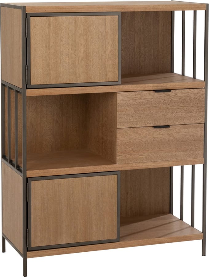 Wandkast Modern Hout/Metaal Bruin Laag - 120.5 cm