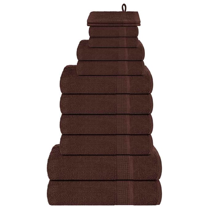 vidaXL - 12-delige - Handdoekenset - FROGN - 360 - g/m² - bruin