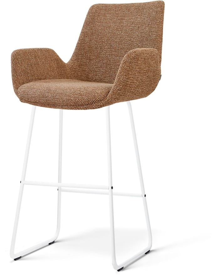 Nolon Nino-Eef barkruk bruin blend - wit onderstel - 75 cm - scandinavisch - armleuning - barstoel