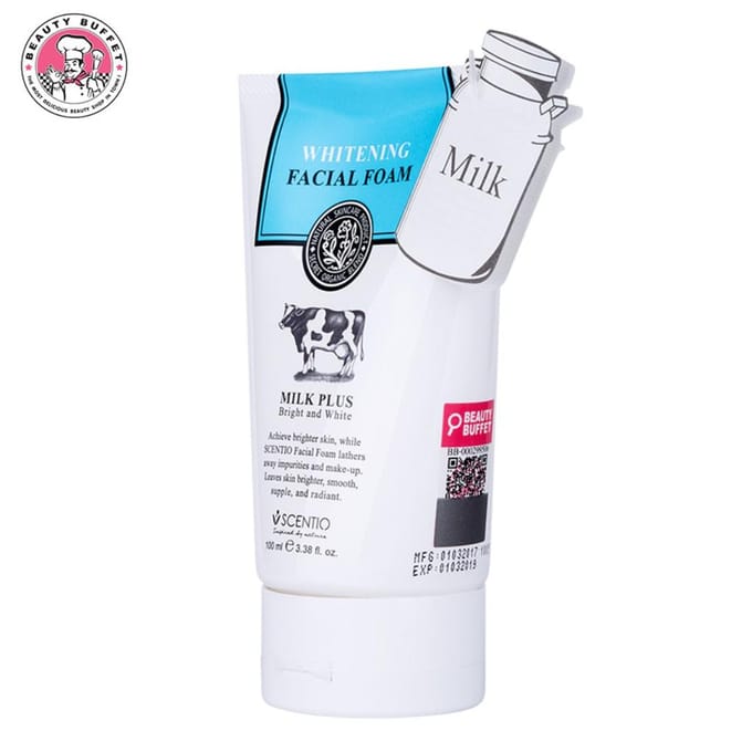 Beauty Buffet SCENTIO Milk Plus Q10 Bright and White Whitening Facial Foam 100 ml - Thai 100 ml. wit