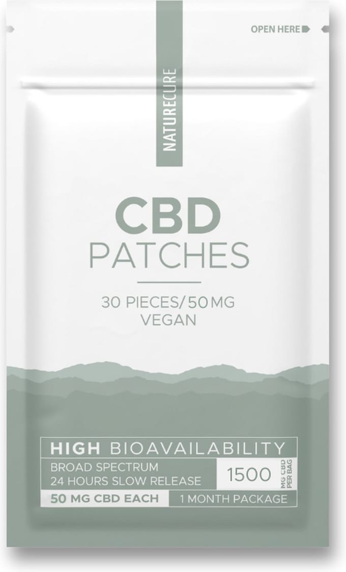 Nature Cure CBD-Pleisters -50 mg CBD- Broad Spectrum 30 stuks