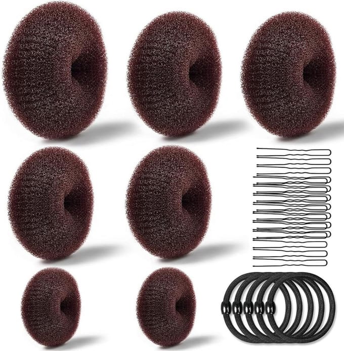 Complete Haarknotenset: 7 Donuts, Elastiekjes & Haarklemmen voor Alle Kapsels