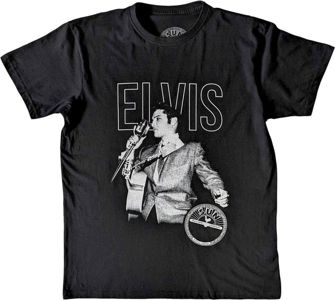 Elvis Presley - Elvis Live Portrait Heren T-shirt - S - Zwart