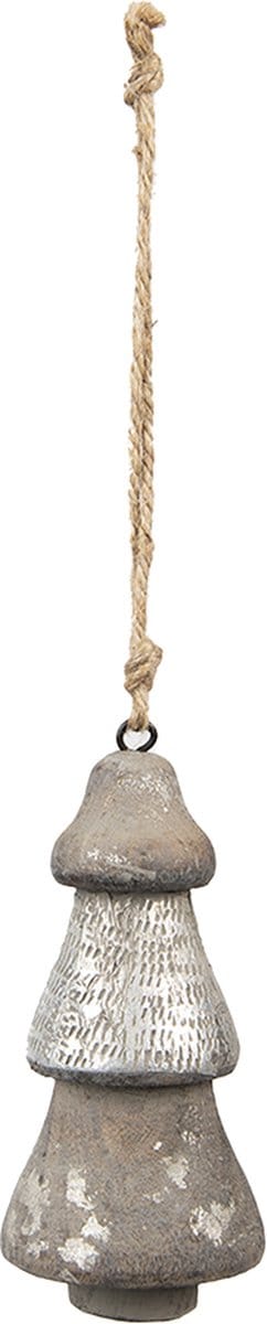 Clayre & Eef Kersthanger Kerstboom Ø 6x13 cm Zilverkleurig Hout