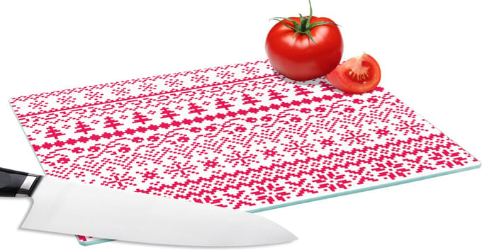 Glazen Snijplank - 28x20 - Kerst - Patroon - Boom - Snijplanken Glas