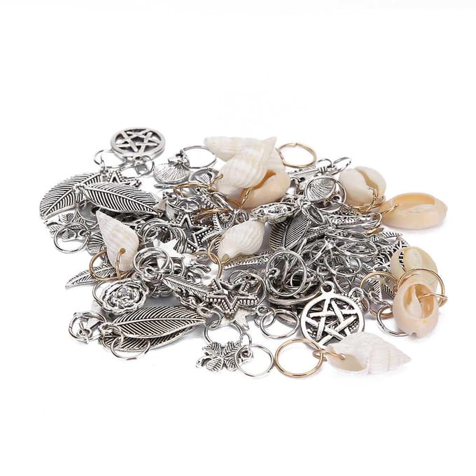 70 stuks haarringen voor dreadlocks, kralenringen, modieuze haaraccessoires gray