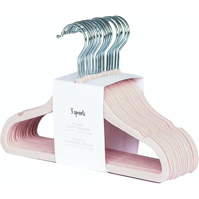 3 Sprouts - Velor Hanger 15 pcs Pink
