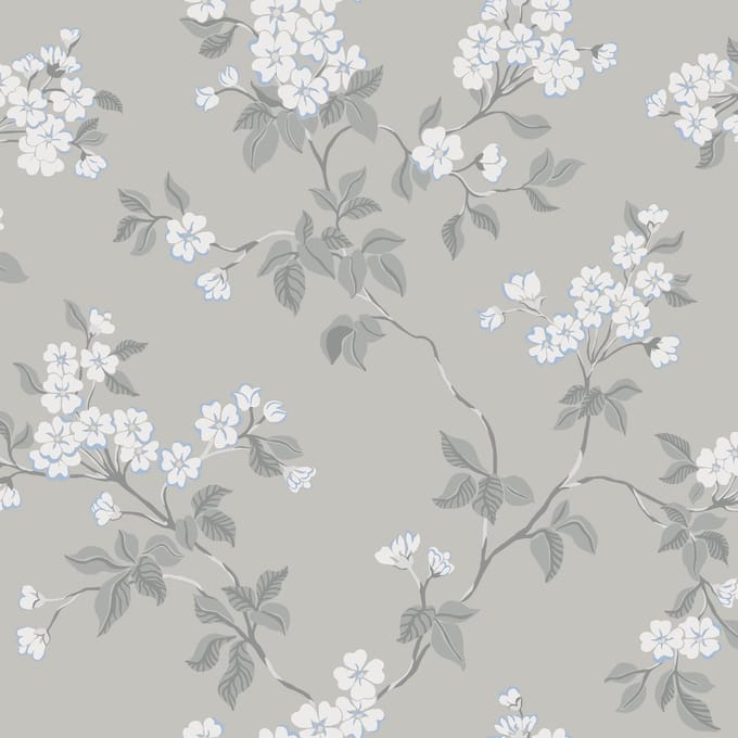 Duro Vliesbehang 679-01 - Blommor & Blad - Botanisch Grijs - 53cm x 10.05m