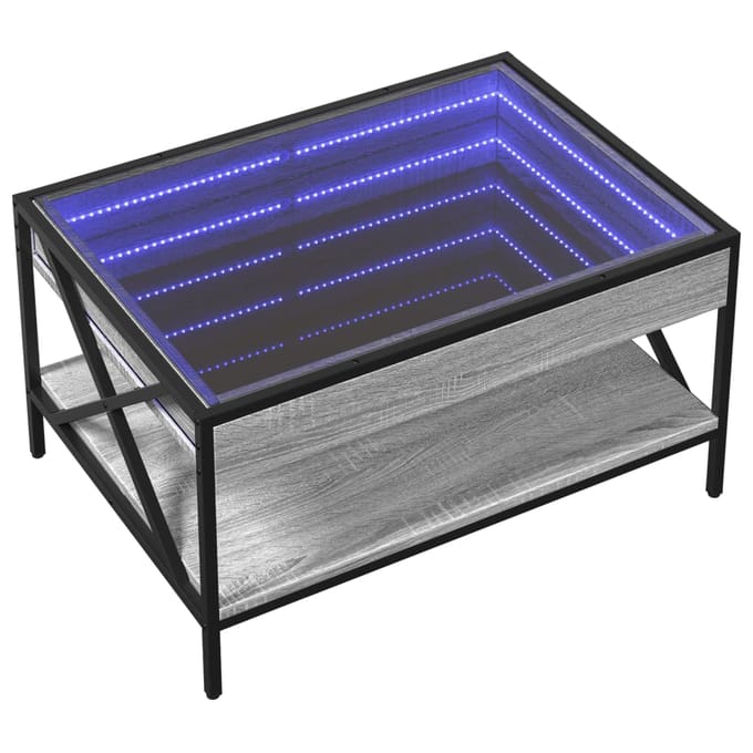 vidaXL - Salontafel - met - Infinity - LED - 70x50x38 - cm - grijs - sonoma - eikenkleur