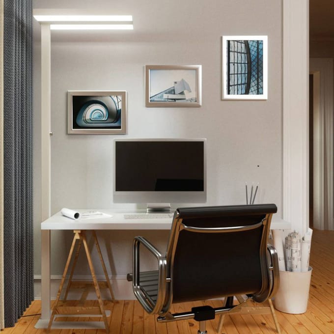 Arcchio LED vloerlamp Logan Basic, wit, 6.000 lm, dimbaar
