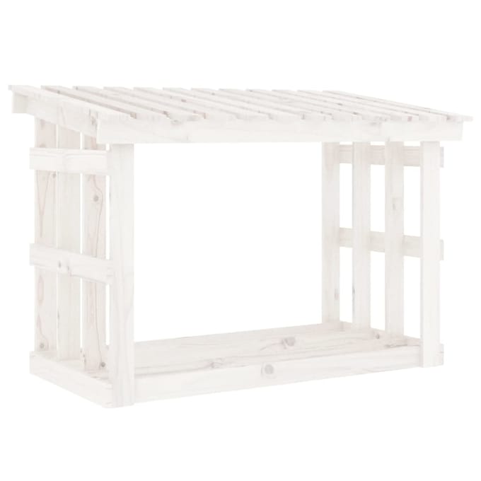 vidaXL - Haardhoutrek - 108x64,5x77 - cm - massief - grenenhout - wit