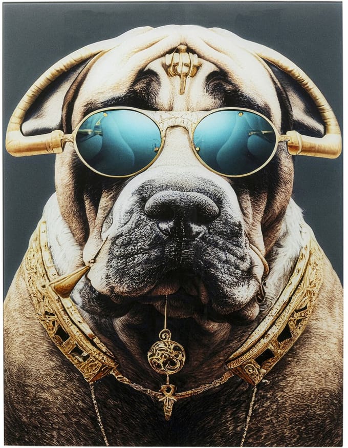 Wandfoto zonnebril hond 60x80cm Kare Design