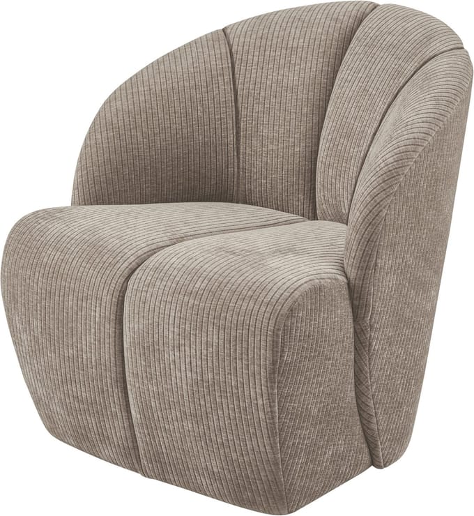 WOOOD Mojo Draaifauteuil - Ribstof - Donker Zand - 75x68x77