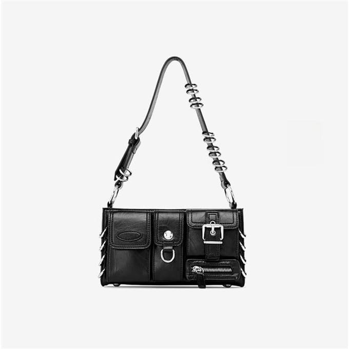 Niche Design Donker Zoet Cool Okseltas Mode Multi-pocket Motorfiets Crossbody Tas gray