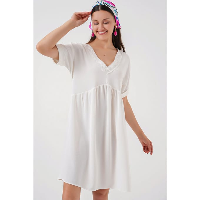 V-hals Mini Jurk met Voering