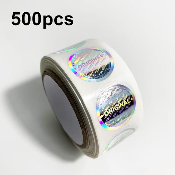 DW4Trading Stickerrol Hololgrafisch Original 500 Stuks - Sluitstickers - Ø 2,6 cm