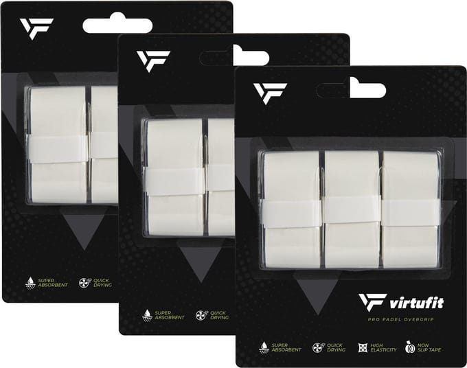 VirtuFit Pro Padel Overgrip - Wit - Set van 9 - Vochtabsorberend PU-materiaal