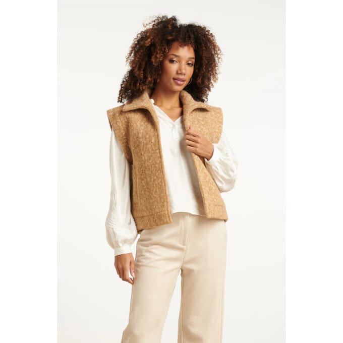 Smashed Lemon Damesbouclé gilet met kraag |