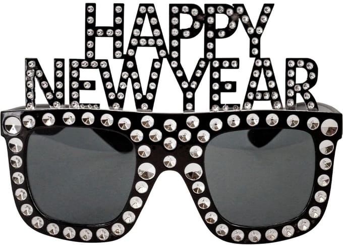 Happy New Year bril zilver