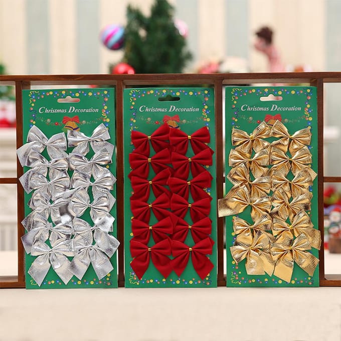 36 Stuks/Set Kerst Strikken Mini Decoratieve Strikken Lint Strikken Decoratie gray