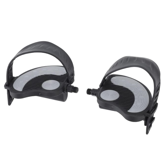 2 PCS Pédales de Vélo d'Exercice avec Sangles PP PVC Acier Inoxydable Universel Réglable Pédales de Vélo d'Exercice Clips pour la Maison gray