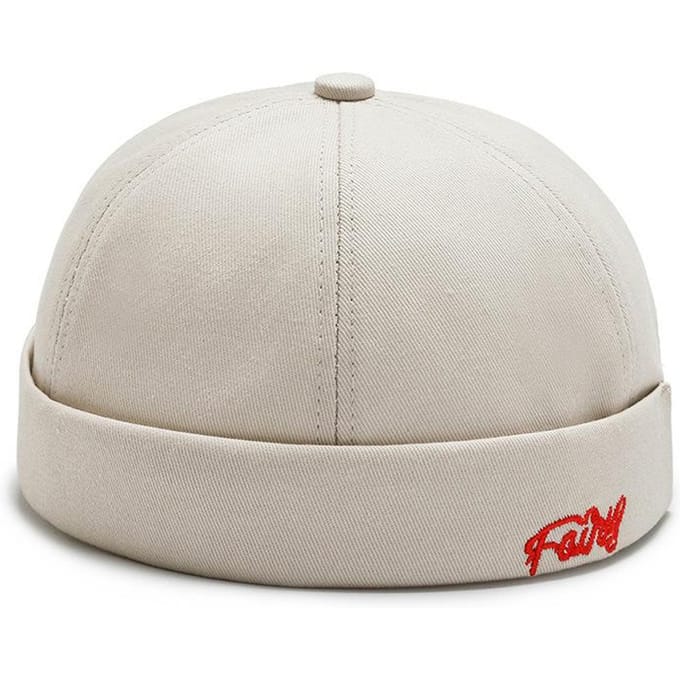 Heren Docker Cap Hoed zonder Klep Skullcap Werkers Zeemansmuts Opgerolde Rand Retro Muts Adjustable white