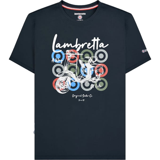 Lambretta Heren Scooter Merkkleding T-Shirt (Navy)