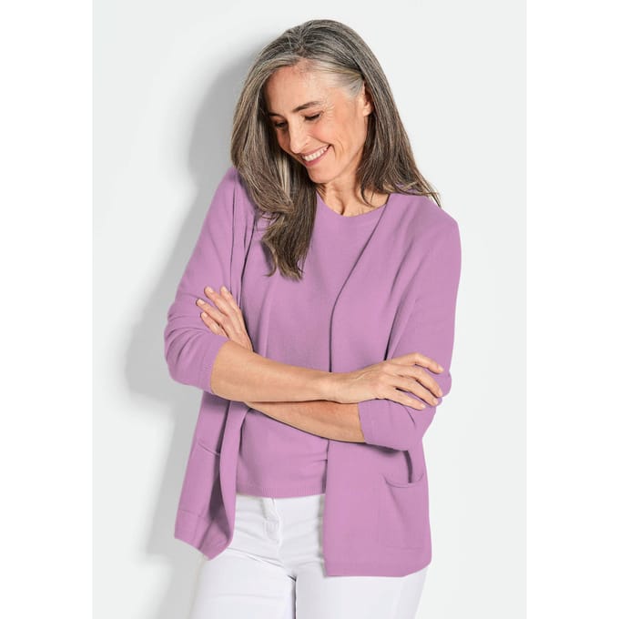 Lang tricot jasje van kasjmier - sering - Gr. 52 van Goldner Fashion