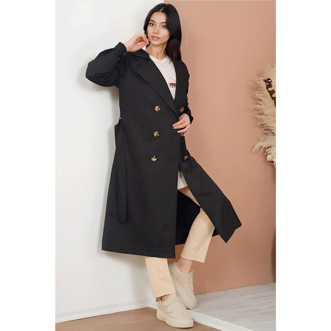 Dubbelgeknoopt Lange Trenchcoat