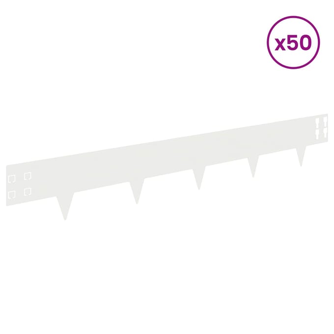 vidaXL - Gazonrand - 50 - st - 100 - x - 15 - cm - Staal - Wit