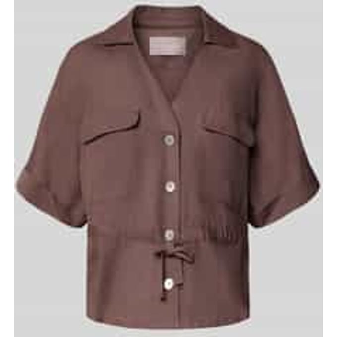 Overhemdblouse van mix van linnen en viscose