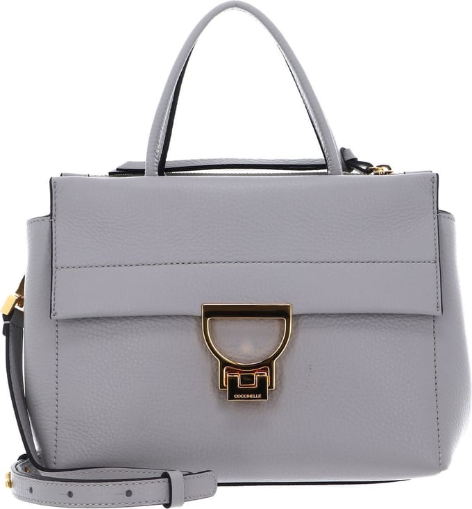 COCCINELLE Leren handtas schoudertas Arlettis Handbag Grained Leather Light Grey Lichtgrijs
