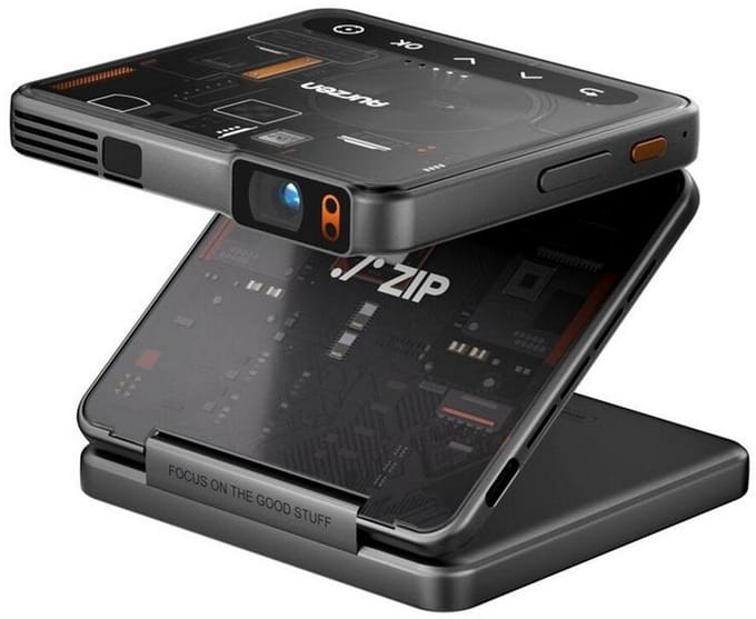 Aurzen ZIP Trifold Portable Projector Cyber Zwart - Pocket Beamer - Android & iOS - USB-C - Bluetooth - 5000 mAh