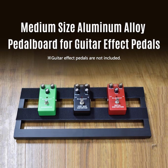 Pédalier d'effet de guitare de taille moyenne en alliage d'aluminium 19,7 x 7,5 pouces avec sac de transport Medium Size noir