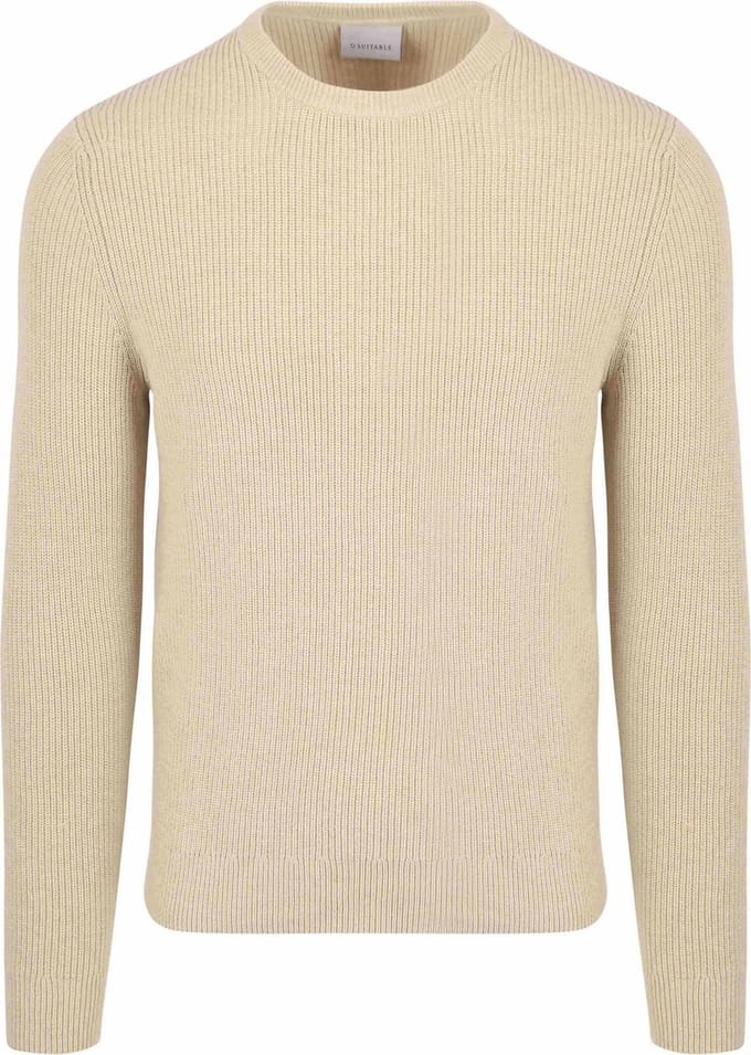 Suitable Trui Wol Blend Ecru - Maat XL - Heren - Sweater
