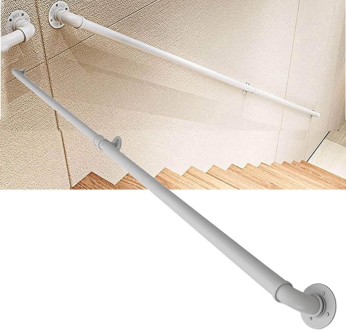 Trapleuning Metaal - Wandgreep Steun - Veiligheid Ondersteuning - Hoge Draagkracht - 200cm Lengte - Wit