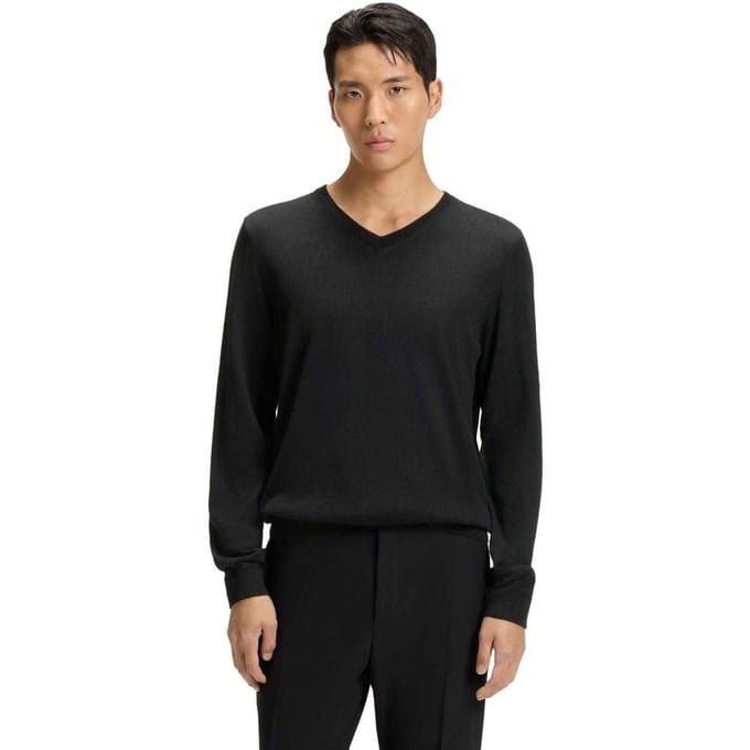 Boss Heren Gebreide Regelmatige Formele Pullover (Zwart)
