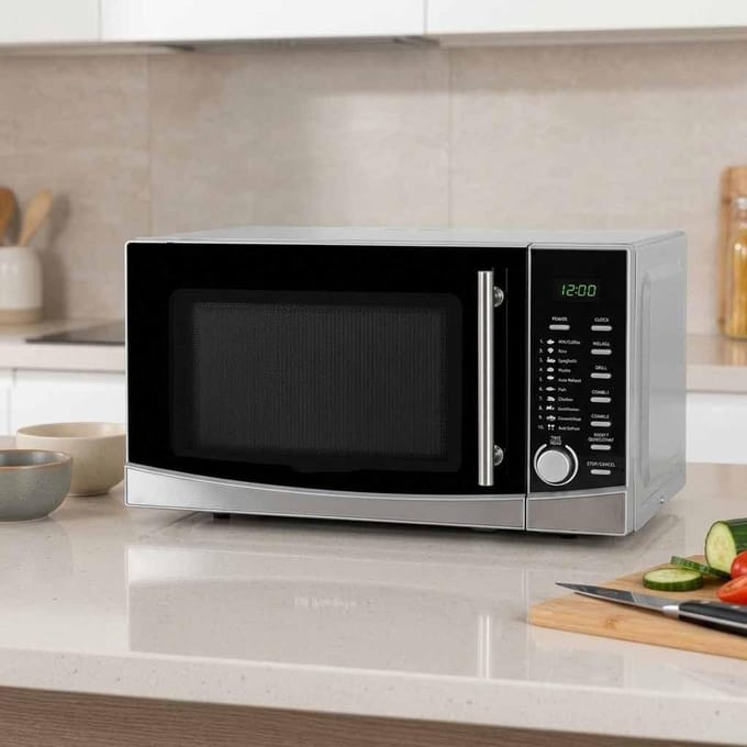 Magnetron met Grill - Oven combi - Snel koken - 9 kookmenu's - 34 liter - Zilver
